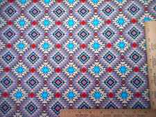 Southwest Fabric 1 Yard Aztec Turquoise Red Gray Tribal Premium Cotton Precut C
