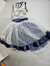 Girls Medium Weissman Dance Costume Navy Lace Leotard
