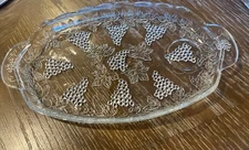 Set Of Vintage Anchor Hocking Grape Design Glass Luncheon / Snack Plate. No Cup.