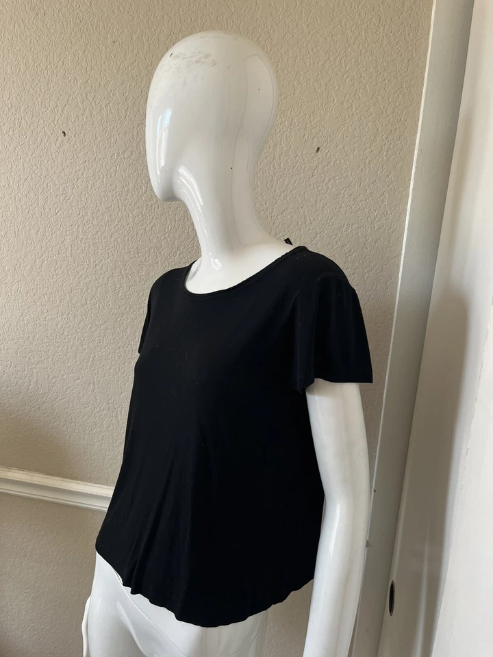 HELMUT LANG New! Black 100% Viscose Jersey Short Sleeve T-Shirt Sz M - Image 3 of 4