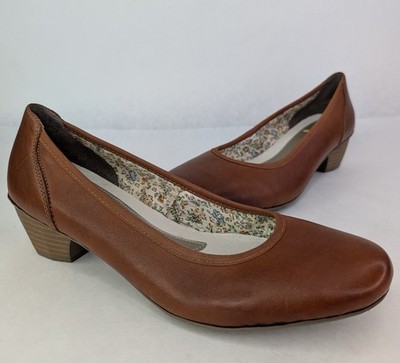 Rieker Brown Leather Comfort Pumps EU 40 US 8.5 Block Heel 