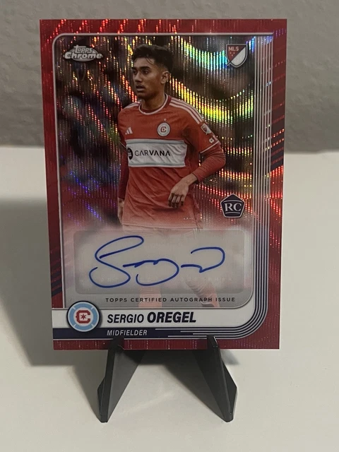2025 Topps Chrome MLS Sergio Oregel Red Wave Refractor Auto Rookie RC #/5