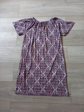 Next Beige Art Deco Print Stretch Tunic Dress Wide Neckline Front Tie UK10