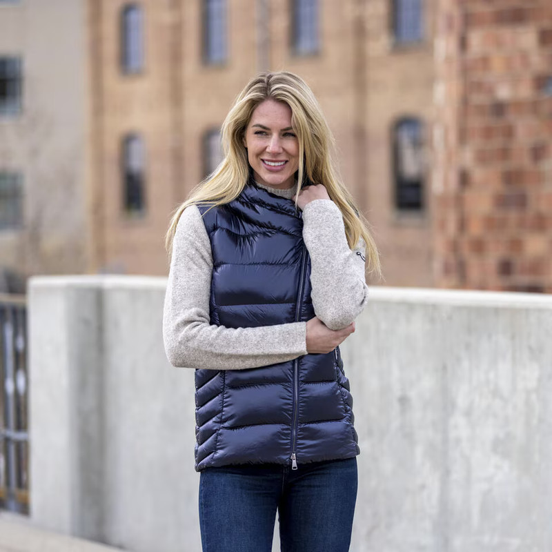 KJUS Women's Alina Shine Puffer Vest Hoodie Down Jacket Black Small 36 $399 NWT