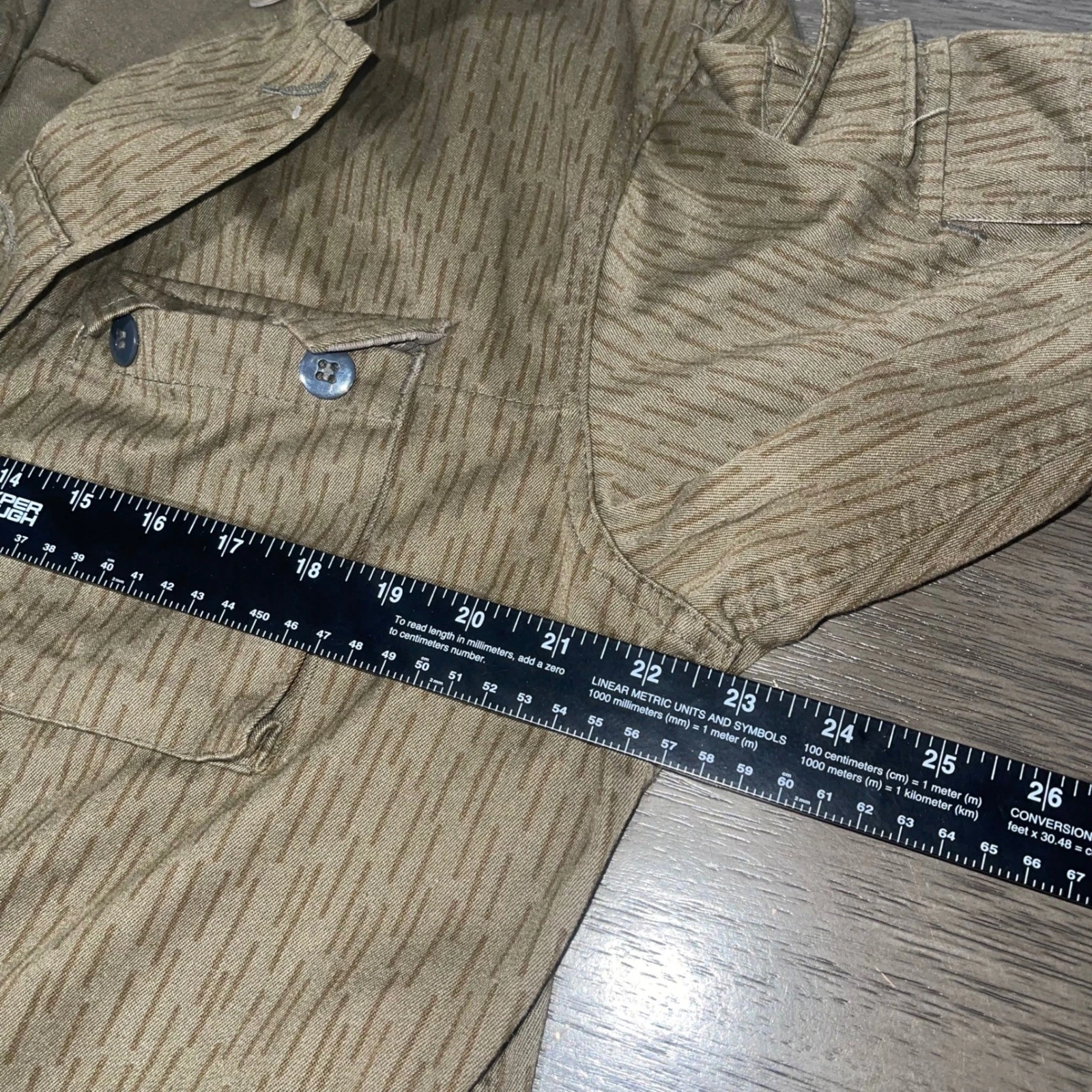 East German NVA Mens g 52 Brown Strichtarn Rain Camo Military Field Jacket - product detail image 6