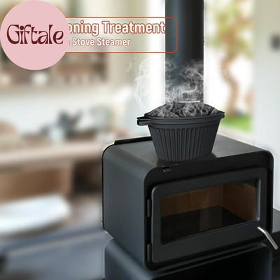 Cast Iron Wood Stove Steamer Humidifier Pot with Lattice Lid