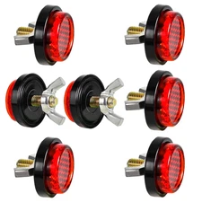 6PCS Red Reflectors Motorcycle License Plate Frame Bolts and Nuts, Round License