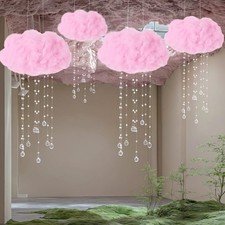 Artificial Cloud Props LED Hanging Pink Light String Fake Imitation 3D Cotton...