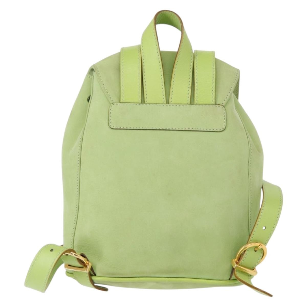 Salvatore Ferragamo Backpack Suede Green Gold Auth BA7987 | eBay display picture 1