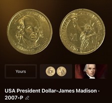 James Madison $1 Presidential Coin Circulated 2007 P DDR UNIQUE