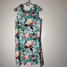 Crown & Ivy Floral Ruffle Neck Dress Medium Multicolor Resort Vacation
