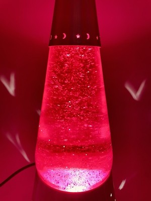 Original Vintage Wizard Lava Lamp #34W Pink Liquid Glitter 32oz