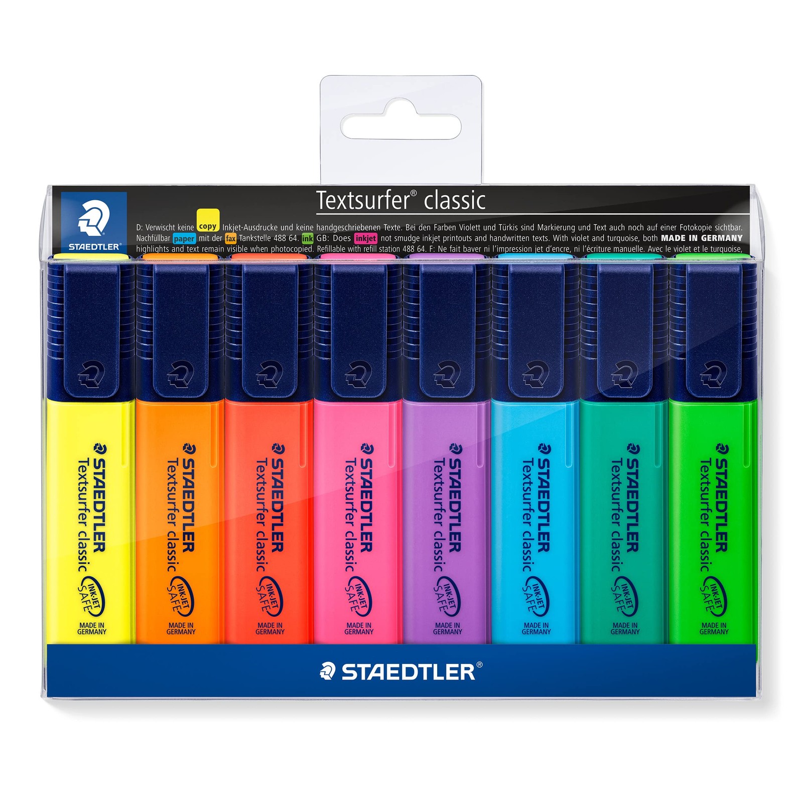 8 Pack Textsurfer Classic 364 Highlighter, Assorted Colours, Chisel Tip, Pen