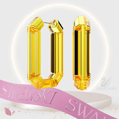Swarovski Lucent Creolen Statement, Achteckform, Gelb UVP 280£