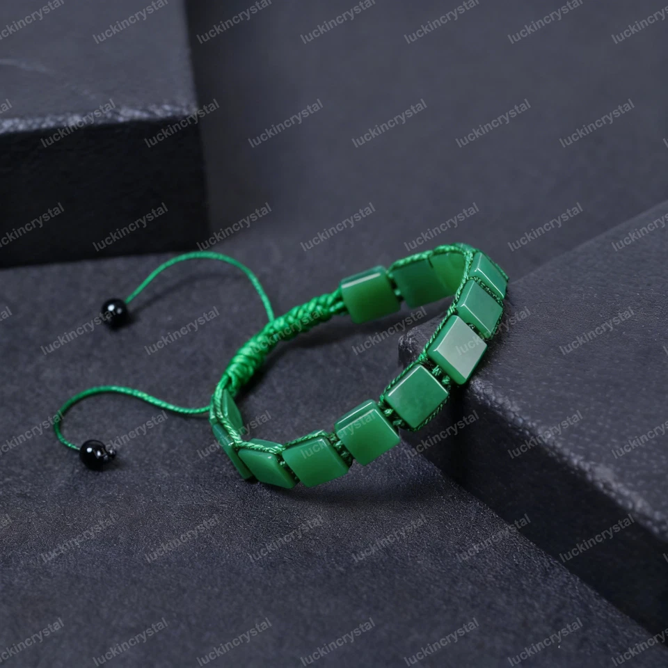 Natural Green Aventurine Stone Beaded Men's Women's Wristband crystal Bracelet - Image 2 of 3