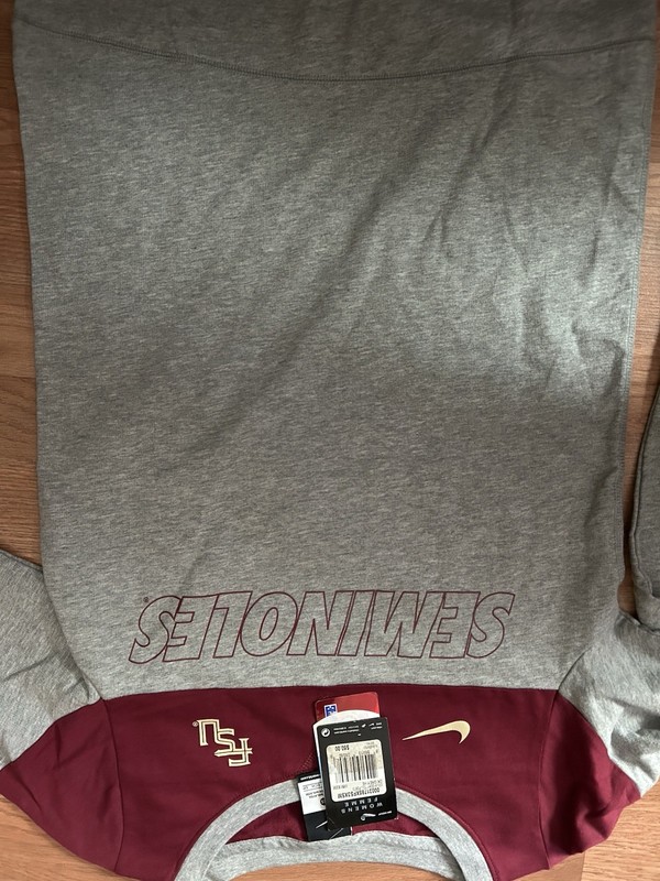 Nike Women’s Florida State Seminoles Colorblock Crewneck Sweatshirt XS Gray
