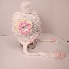 Handmade Crochet Pastel Beanie Winter Hat Child / Small Adult Tassels Flowers 2