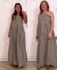 ZARA WOMAN NWT SS25 PLEATED WRINKLED DRESS ZW COLLECTION KHAKI Size M 2488/331