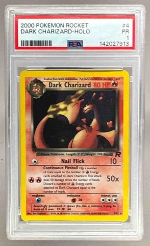 142027913 Dark Charizard 2000 Pokemon Team Rocket #4/82 Holo PSA 1