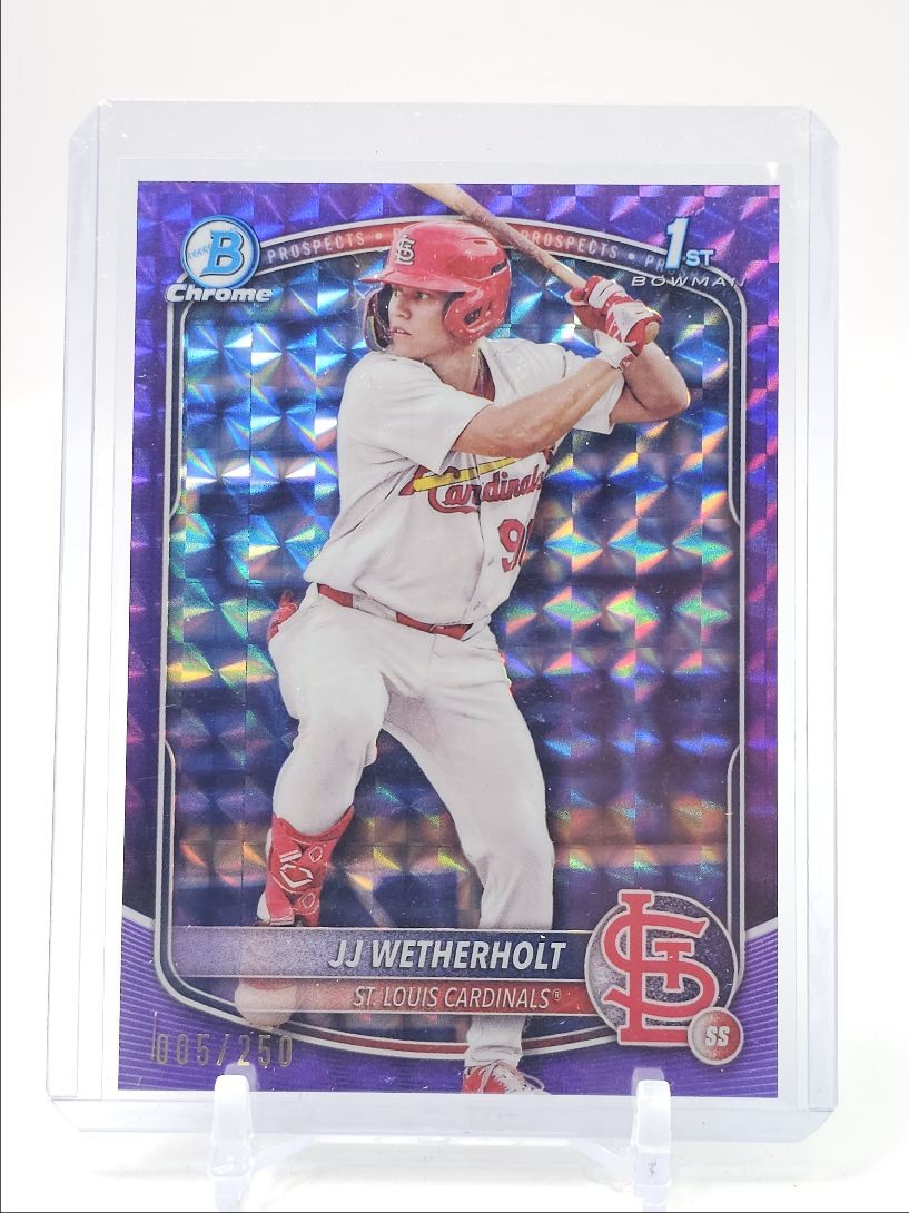 JJ WETHERHOLT 2025 BOWMAN CHROME 1ST PURPLE GEOMETRIC REFRACTOR /250 Q2491