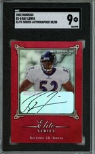 2002 Donruss #ES-8 Ray Lewis Elite Series Autographs #/50 SGC 9