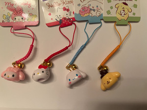 sanrio bell phone charms (cinnamoroll, pompomrurin, hello kitty, my melody