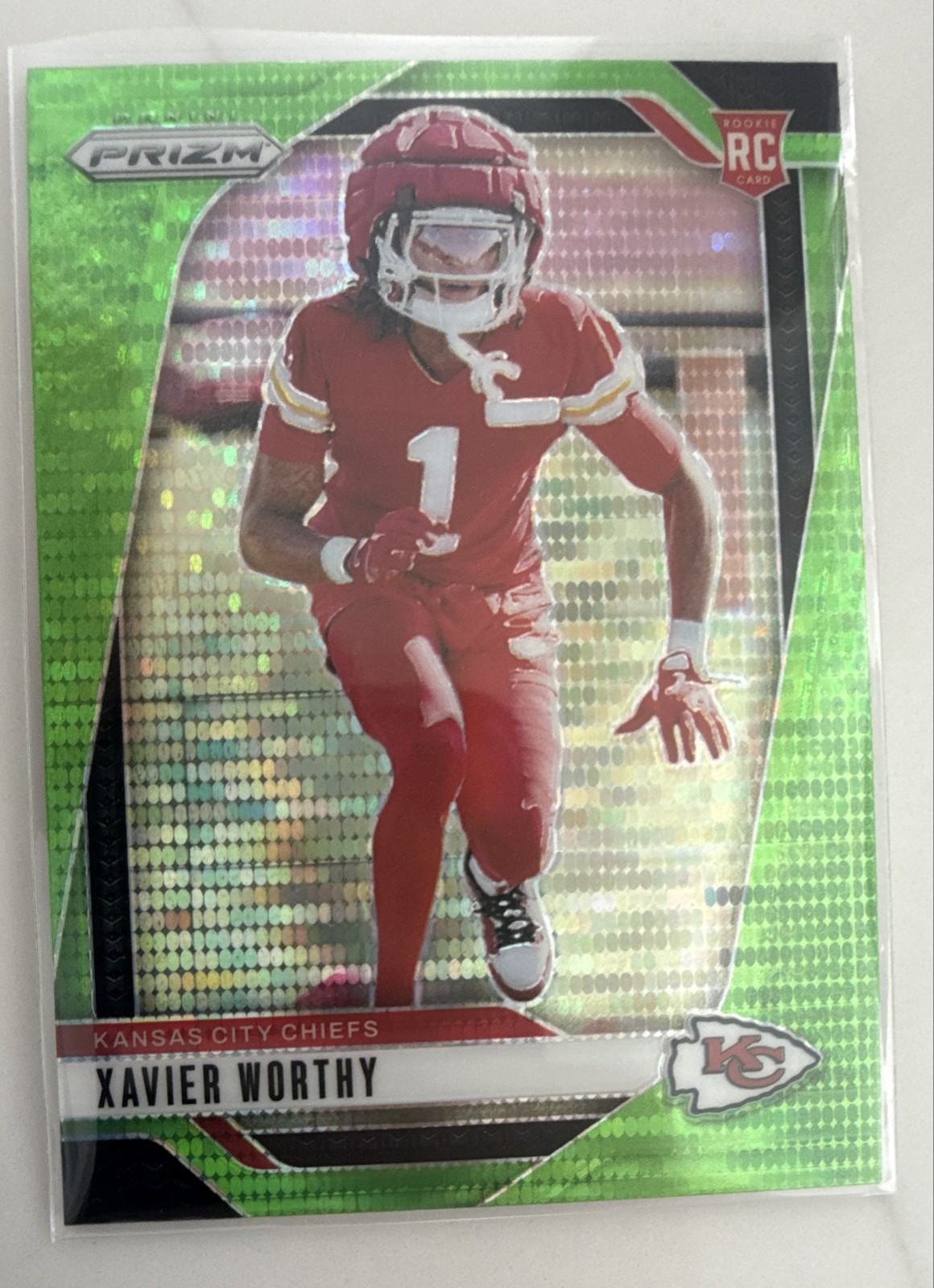2024 Panini Prizm - Rookies Xavier Worthy #399 Neon Green Pulsar Prizm (RC)