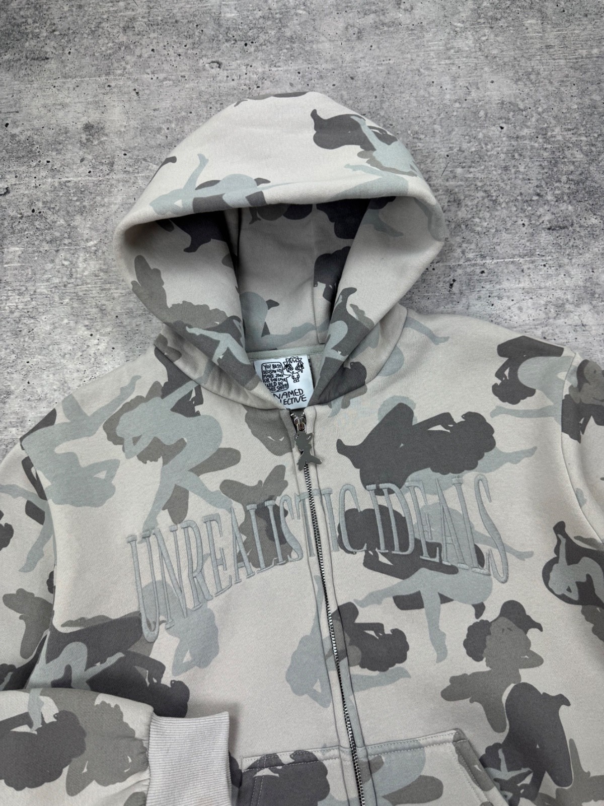 Named Collective Unrealistic Ideals Camo Girls Grey Zip Up Hoodie Zipper XS-S image 10