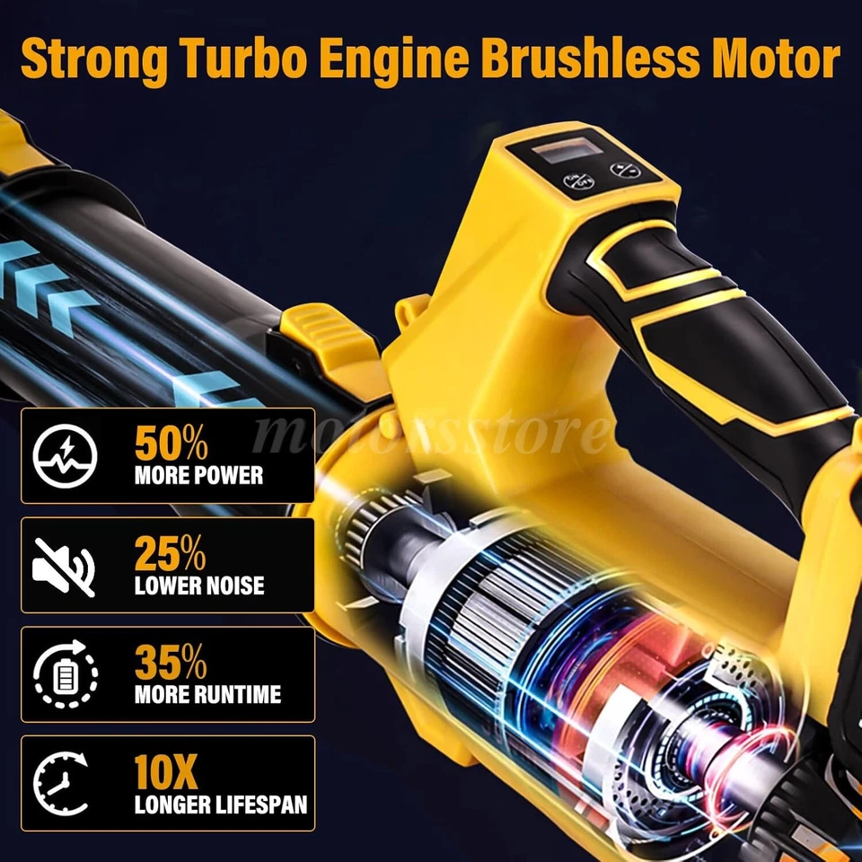 Soplador de hojas inalámbrico 650CFM/280 MPH y 6 niveles de velocidad eléctrico con 2 baterías 6,0 Ah Foto 3 de 4