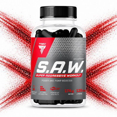 TREC SAW - 120 Capsules - Pre-Workout - Energy Endurance Muscle Pump & Growth