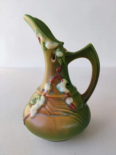 ROSEVILLE ART POTTERY GREEN SNOWBERRY EWER PITCHER 1TK-6