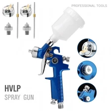 HVLP Spray Gun w/ 0.8/1.0mm Nozzles Air Spray Gun for Car Spraying Gravity Feed
