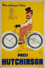Pneu Hutchinson Poster By Mich Original 1939 French Tire Company Ad Linen Backed
