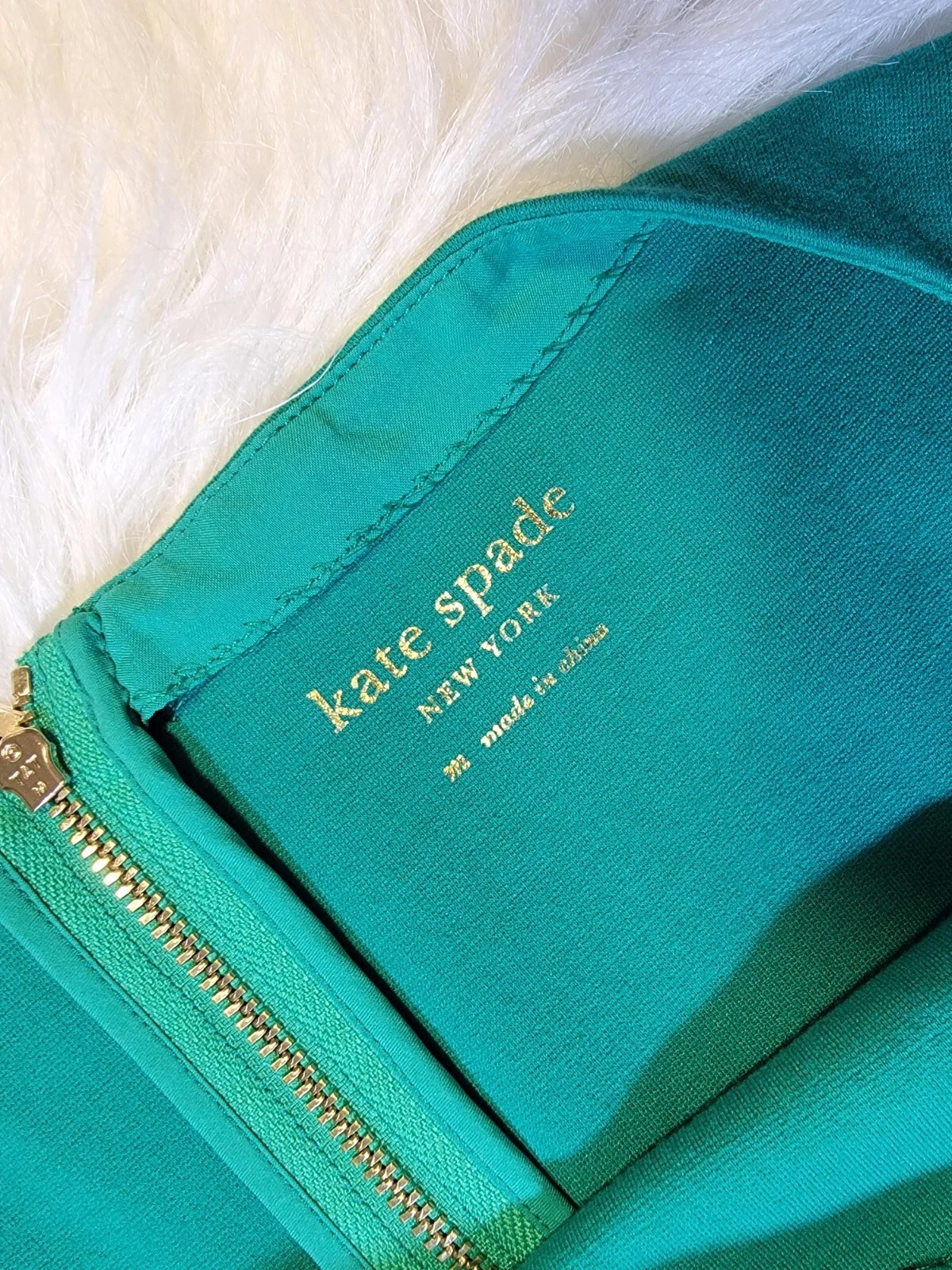 Abito Kate Spade verde smeraldo e blu navy colorblock Ponte Fiorella aderente taglia MED