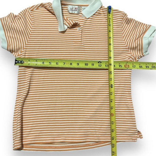 Vintage 90s Elandale Orange White Striped Polo Shirt Women’s Size Small Preppy - Picture 15 of 15