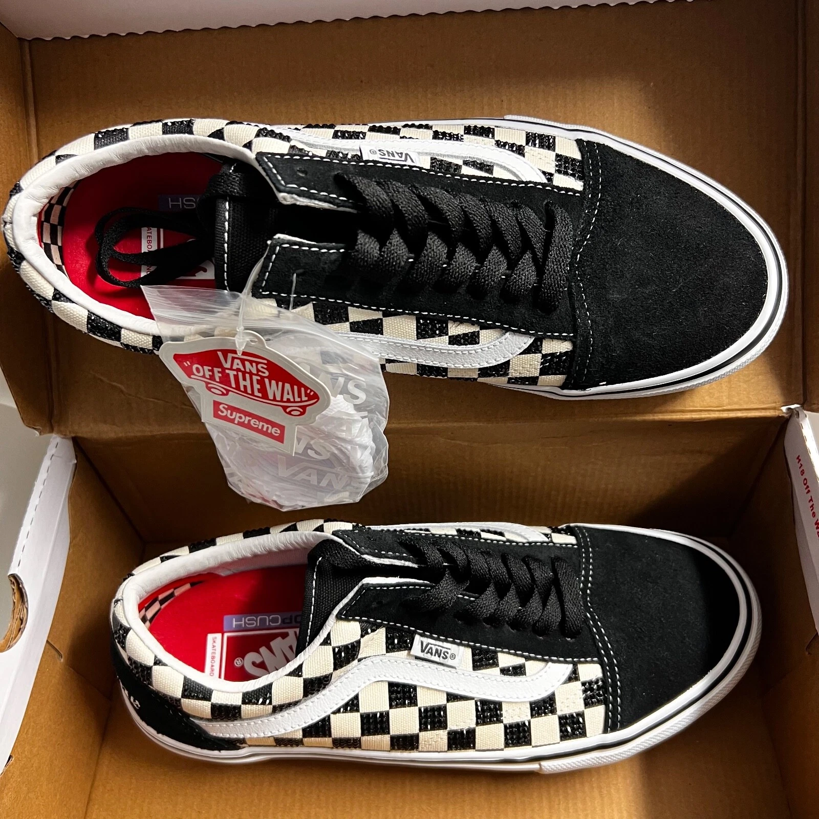 Vans Supreme x Swarovski x Skate ancienne école « noire » UK8,5 VN0A5KRXBLK1 authentique 