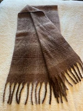 Steve Madden Womens One Size Large Cozy Plaid Scarf Wrap Camel Brown Warm Tones