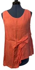 Match Point Petite Coral Sleeveless Line Top Tiered Ruffle Side Accent PM