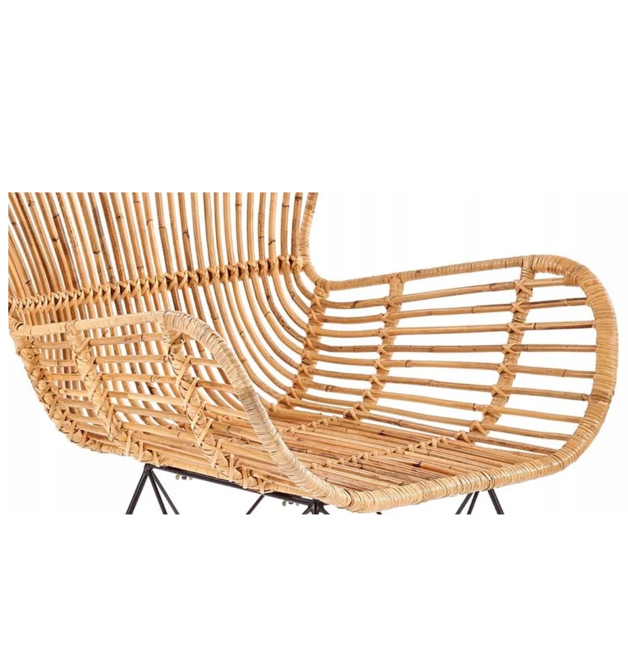 Rattanstuhl geflochten Korbstuhl Sessel mit Armlehne Naturmaterial Haus Garten - Bild 3 von 4