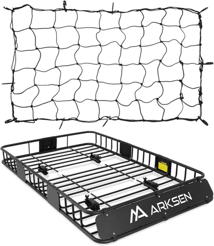 ARKSEN 64 x 39 Inch Universal 250LB Heavy Duty Roof Rack Cargo with Cargo Net