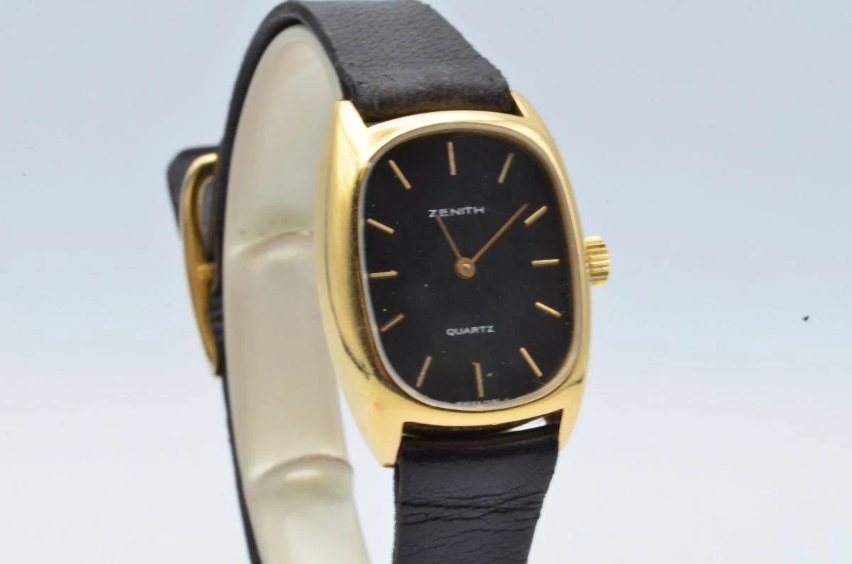 ZENITH ESPADA QUARTZ LADIES WATCH 22MM STEEL VINTAGE WITH LEATHER BAND RARE WRIS
