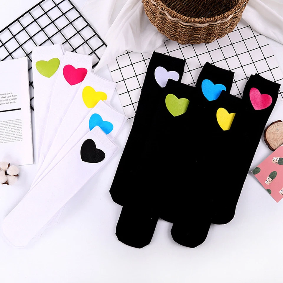 Calcetines calentadores de piernas largas para niños calcetines negros blancos calcetines suaves hasta la rodilla Foto 4 de 4