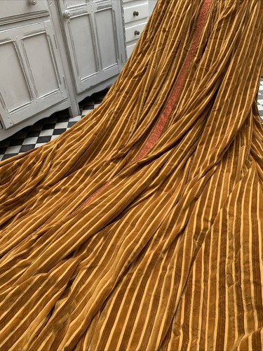 Cortinas de terciopelo de algodón vintage, doradas, ENORME PAR, 129" W x 106" L (lote 1) envergadura 3,5 m - Imagen 22 de 24