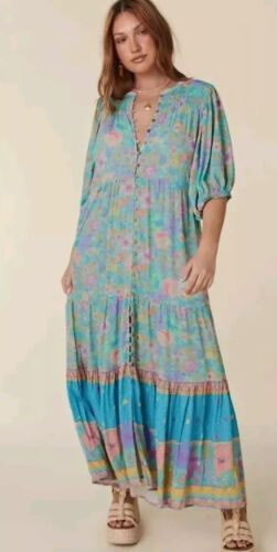 Spell & The Gypsy ~ Hibiscus Lane Button Gown Dress XL ( + XXL ) AUS 16 US 12 - Picture 3 of 17