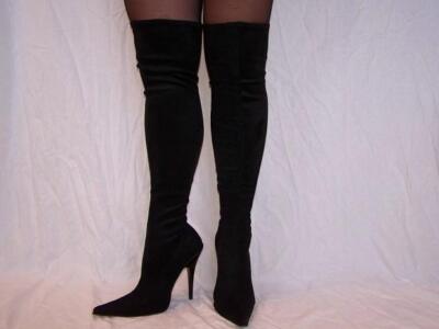 stretch kunstwildleder Schwarz, Gr. 40 - 47  RV, neu, 11 cm Absatz