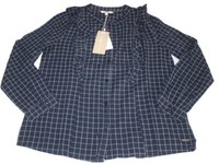 Tom Tailor Bluse Langarmbluse 2055225.00.71 Grid Flounce Blouse Blau Weiss L 42