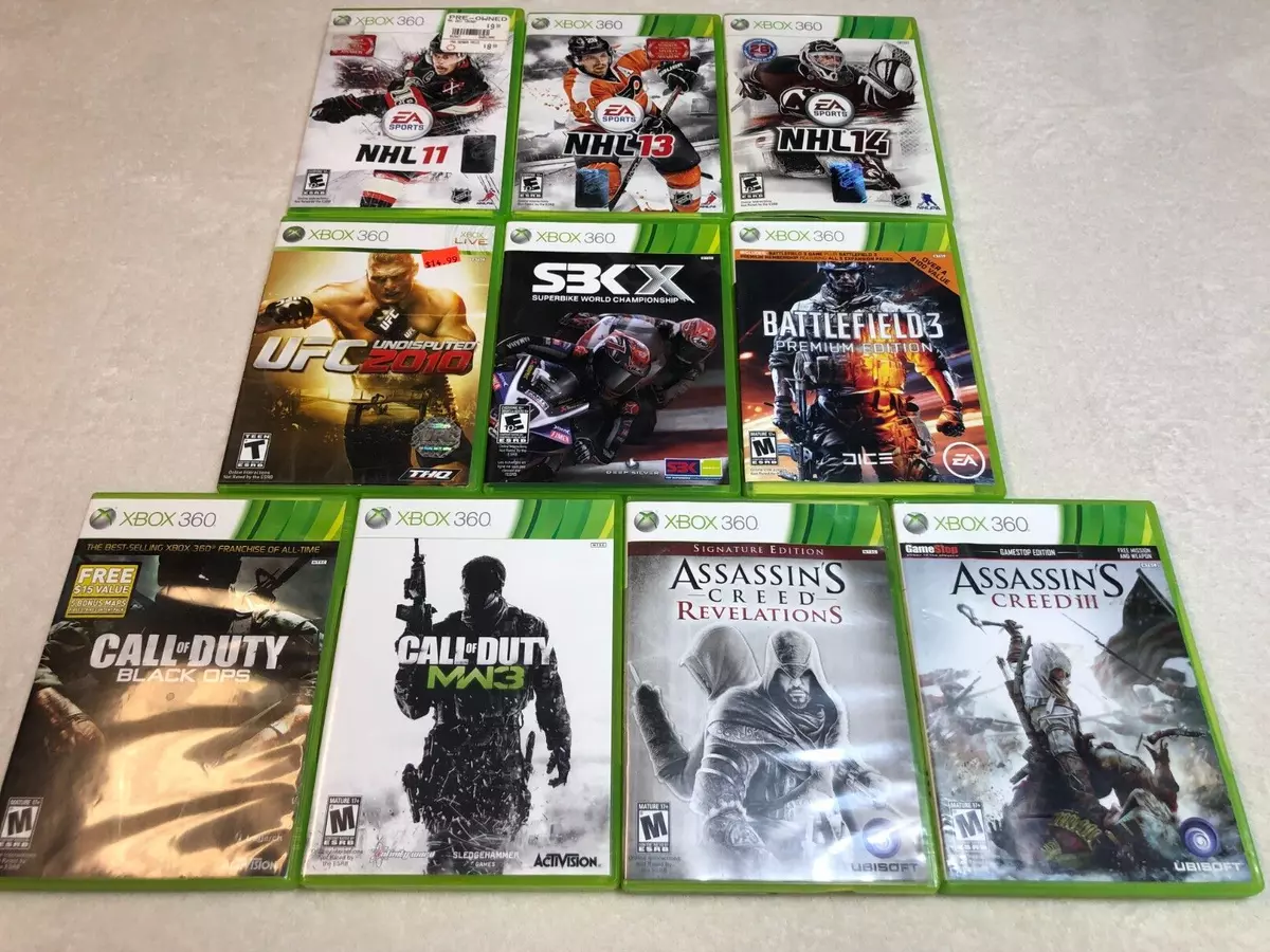 XBox 360 Game Assortment, with disk, case, and instructions. Sold each or  as lot