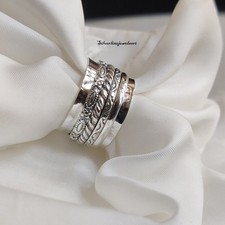 925 Sterling Silver Spinner Ring: Handmade Fidget Anxiety Ring All Size