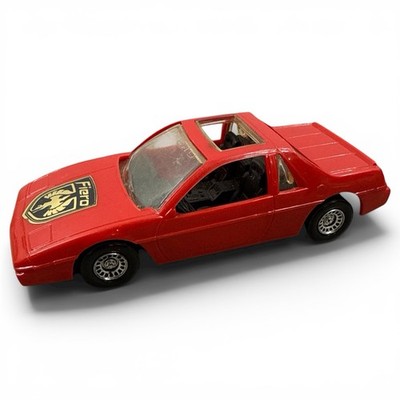 Vintage 80s Strombecker Fiero Red Plastic Toy Car 6 3/4'' USA Made