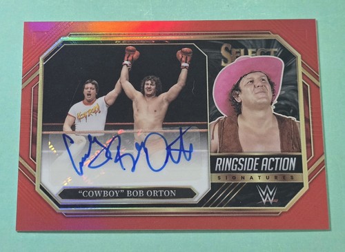 2023 Select WWE "COWBOY" BOB ORTON Ringside Action Signature Red Prizm #/60 Auto